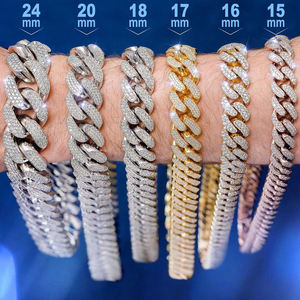 Цепочка-колье и браслет в стиле хип-хоп с кубинским плетением, с выращенными в лаборатории бриллиантами VVS, из золота 14К/10К, мужские украшения - Product Image 2