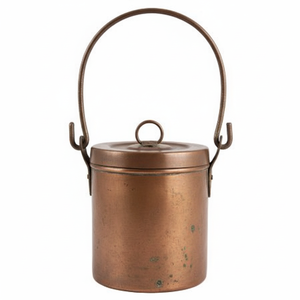 Seau en laiton ancien indien traditionnel fait à la main avec couvercle Figurine décoration de cuisine maison articles cadeaux au meilleur prix d'achat - Product Image 1