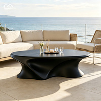 Table basse d'extérieur noire mate, durable et résistante à l'eau, pour patio, jardin, cour, hall d'hôtel, salon