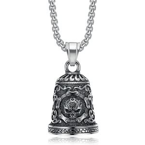 Pendentif cloche en acier inoxydable yunnique avec motif de crâne pour collier d'exorcisme de moto, cadeau - Product Image 4