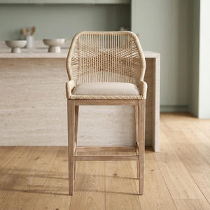 Tabouret de Bar Industriel Vintage en Acier Repose-pieds Rustique de Style Usine Siège Confortable avec corde tissée pour bar & restaurant - Product Image 4