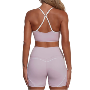 Conjunto Deportivo de Shorts Ligeros con Espalda Hueca en Forma de Corazón y Tirantes Cruzados para Gimnasio, Fitness, Pilates y Yoga, Tallas Grandes - Product Image 1
