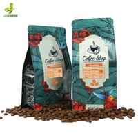 Logo personnalisé imprimé vide recyclable 100g 125g 250g 500g Sacs d'emballage de café à fond plat à fermeture éclair de qualité supérieure avec valve et fermeture éclair
