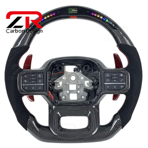 Volant de direction en fibre de carbone avec palettes de changement de vitesse pour <span class=keywords><strong>Ford</strong></span> Raptor F150 <span class=keywords><strong>XLT</strong></span> STX Raptor <span class=keywords><strong>2019</strong></span>-2025, affichage LED PRM personnalisé pour le <span class=keywords><strong>sport</strong></span> - Product Image 1