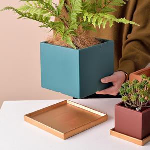 Couvertures de pots de fleurs d'Europe du Nord Pots carrés en céramique pour plantes Vert Simple Large Extra-Large Kit de jardinières pour le jardin - Product Image 5