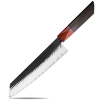 Couteau japonais Kiritsuke : Couteau de chef en acier composite à 3 couches, forgé à la main, un couteau de cuisine tranchant pour couper la viande et trancher.