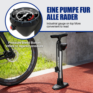 Pompe à vélo BOMO 160 PSI haute pression avec manomètre, valve double Schrader Presta, base pour VTT - Product Image 6