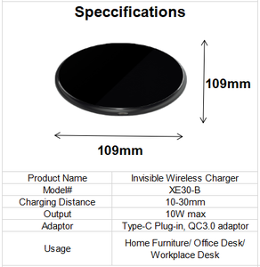 Chargeur sans fil invisible de 30 mm sous le bureau, solution de charge OEM à travers les dessus de <span class=keywords><strong>table</strong></span> épais, plaque de charge inductive premium - Product Image 3