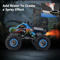 Coche RC de 7 Canales a Escala 1:16, 2.4GHz, Monster Truck Crocodile, con Pulverizador de Agua, Carcasa Translúcida, Luces LED, Batería Recargable USB de 3.7V