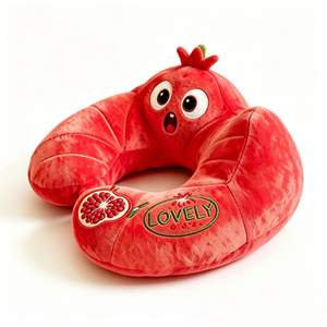 Cojín de cuello personalizado con diseño de granada de dibujos animados, adorable cojín de cuello de felpa bordado con rodaja de granada - Product Image 2