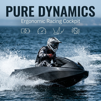 Jet ski électrique prêt à être expédié, embarcation personnelle à grande vitesse 50 km/h, coque noire élégante de luxe, jetboard de course, mini bateau à moteur