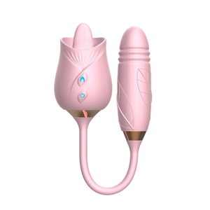 2-en-1 Rose Toy Sucker 10 Modes Pulsations Léchage de la Langue Vibrations Évolutives Étanche IPX6 Télécommande Sans Fil USB - Product Image 1