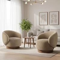 Fauteuil pivotant moderne à succès, fauteuil baril, rembourrage en tissu performant, pieds en métal, meubles pour la maison, l'hôtel