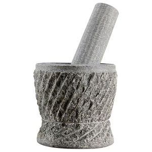 Hand Carved Stone Mortar And Pestle Bluestone Grinder Natural Stone Tool Garlic Crusher Herb Spice Tools Manual Durable - Product Image 4