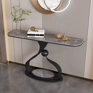 Luce stile di lusso in acciaio inox lastra di roccia <span class=keywords><strong>bianco</strong></span> foyer tavolo arte moderna console <span class=keywords><strong>da</strong></span> tavolo <span class=keywords><strong>soggiorno</strong></span> mobili - Product Image 3