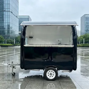 Carrito de Hamburguesas Negro Mini Estilo Urbano, Estándar Europeo, Personalizable, Remolque para Postres de Chocolate, Ideal para Campamentos y Venta de Comida Móvil - Product Image 1