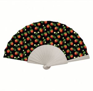 Abanico de mano chino de sándalo personalizado, tallado en madera, estilo arte popular, ideal para recuerdos de boda y promociones. - Product Image 1