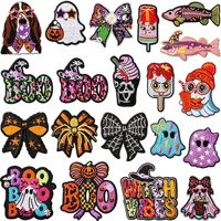 Patch brodé à la machine en polyester thermocollant motif fantôme mignon pour Halloween