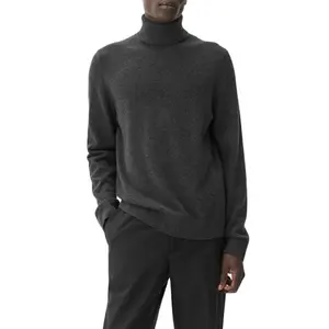 Suéter de cachemira cálido para hombre, jersey de cuello alto de color negro, estilo de moda, Invierno