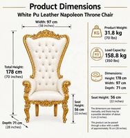Fauteuil Trône de Luxe Moderne à Dossier Haut en Bois Massif Durable Blanc Rose Rouge pour Salon Appartement Hôpital Parc