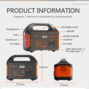 สถานีไฟฟ้าพกพา 500W Lifepo4 พร้อมแผงโซลาร์เซลล์ สำหรับใช้ในบ้านและตั้งแคมป์  คลื่นไซน์บริสุทธิ์  ผลิตตามสั่ง - Product Image 3