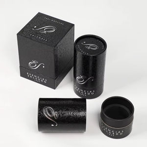 Boîte en papier rectangulaire noire personnalisée de luxe pour bougies en tube, aromathérapie, impression numérique UV, boîtes à parfum avec couvercle et base rigides - Product Image 2