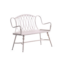 Banc de jardin en fer forgé de style français, chaise de patio avec dossier, banc long en métal pour villa, cour