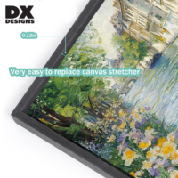 Cadre flottant moderne en bois massif DX Designs pour toile murale, cadre photo noir en L pour peinture à l'huile, taille personnalisée