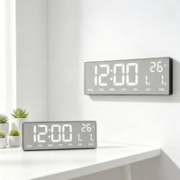Horloge murale numérique intelligente avec télécommande LED électronique de 15 pouces, affichage de la température, de la date, du jour et du calendrier, pour salon, bureau, table