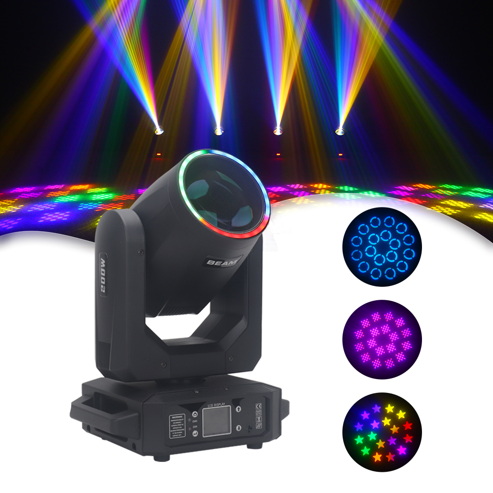 Mini Beam 200W Mobile Head Light Strip Gobo Spot Rainbow Small Dj Equipment Church Stage DMX 18prism LED Moving Head Lights