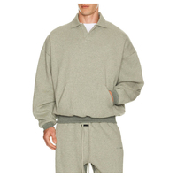 Sweat-shirt à manches longues en coton mélangé lourd 280 GSM pour homme, avec logo personnalisé, poche avant, vêtement décontracté