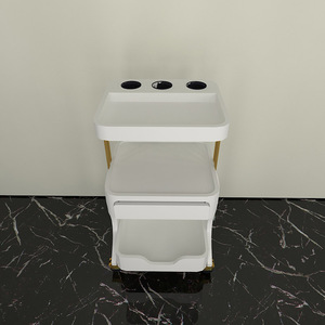 Modern White 3 Tier Salon Trolley Cart With Drawer And <b>Wheels</b> Minimalist Design <b>Plastic</b> Material - Product Image 2