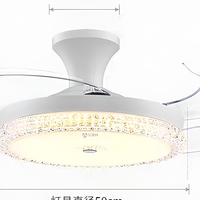 Ventilateur de plafond rétractable de 42 pouces avec lumière LED, lampe de ventilateur de plafond, pales transparentes, télécommande pour chambre à coucher et salon