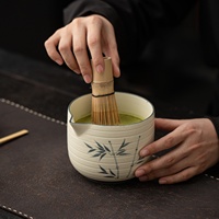 Ensemble de matcha de style chinois peint à la main, fouet à matcha en céramique, bol à thé, brosse à thé, outils à matcha pour la cérémonie du thé