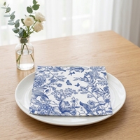 Serviettes en papier bleues et blanches à motifs floraux pour les fêtes de mariage, les baby showers, les goûters, les fêtes de jardin, les anniversaires et les célébrations du Nouvel An