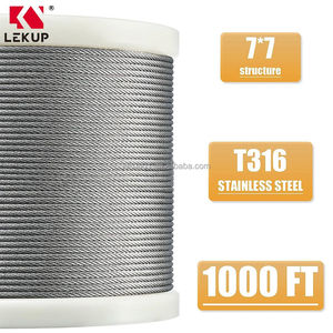 Câble en acier inoxydable T316 de 1/8 po, 305 m, pour garde-corps de terrasse, câble de construction 7x7 brins, type aviation, avec coupe-câble en acier - Product Image 2