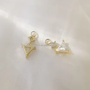 14K Solid Gold Triangle Shaped Moissanite Charms For Earrings