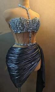 Abbigliamento femminile di Ocstrade set di gonna lucida da donna 2 pezzi abiti <span class=keywords><strong>in</strong></span> strass Top posteriore con lacci da ballo costumi da Performance - Product Image 3