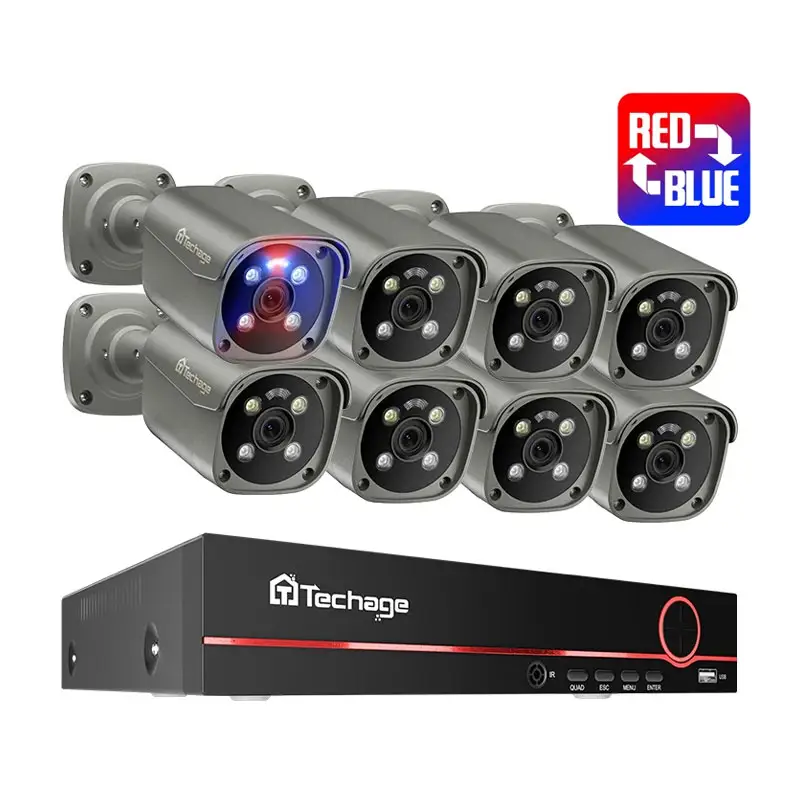 Профессиональная система видеонаблюдения 4K 8MP с функцией ночного видения и двухсторонним аудио распознаванием лица
