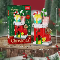 Micro briques de construction, ornement décoratif pour la maison, cadeau pour enfants, ensemble de modèles mignons Père Noël et bonhomme de neige, puzzle de bureau de Noël