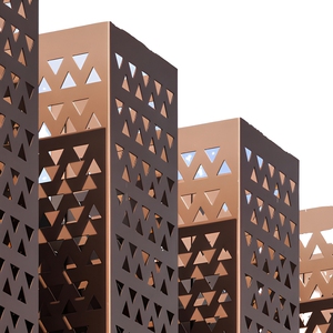 Panel Decorativo de Pared Metálica Cortada con Láser, Revestimiento de Fachada con Patrón Triangular, Pantalla Exterior para Edificios - Product Image 1