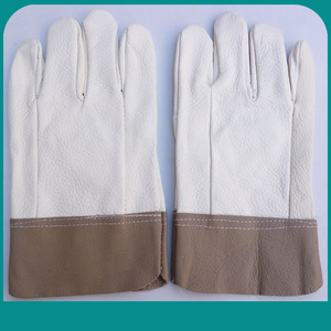 Cowhide Welding <b>Gloves</b> White Short Unlined Stick Welding Construction Industry Molten Metal Splash Test <b>Type</b> A - Product Image 1