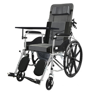Jinwang Hydraulic Reclining Folding Wheelchair With <b>Commode</b> For Elderly And Senior Citizens Lightweight Manual <b>Chair</b> - Product Image 1
