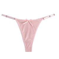 Braguitas de mujer de lujo de nailon y algodón transpirables, bordadas, con cintura ajustable, de cintura baja, color melocotón, sexy, tipo tanga.
