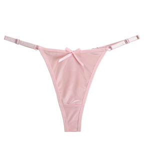 <span class=keywords><strong>Mutandine</strong></span> da Donna in Cotone Nylon Lussuoso Traspirante con Ricamo e Fascia in Vita Regolabile, Vita Bassa, Colore Pesca, Sexy G-string - Product Image 5