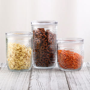 מפעל סיני יוקרה מותאם אישית צנצנות זכוכית אטום 500 מ "ל 700 מ" ל 1000 מ "ל ריבת אחסון מטבח לכסות - Product Image 1