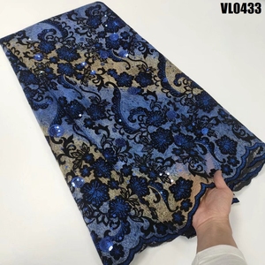 Supoo Aso ebi-encaje de <span class=keywords><strong>terciopelo</strong></span> con lentejuelas, tejido de encaje senegalés - Product Image 6