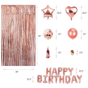 Suministros de fiesta de cumpleaños de oro rosa, cartel de feliz cumpleaños, estrella, corazón, globos de aluminio, juego de decoración de fiesta de cumpleaños de oro rosa - Product Image 6