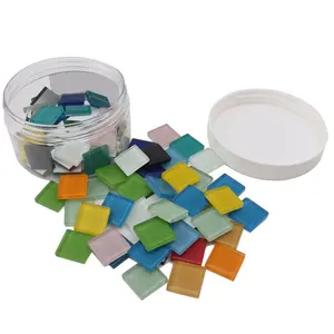 Mixed colors 20mm square crystal loose diy glass tile mosaics pieces for craft