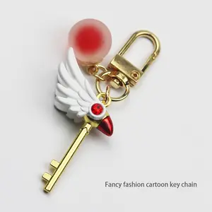 Porte-clé à baguette magique créative pour fille, porte-clé mignon, pendentif interchangeable, anime Sakura, fermoir